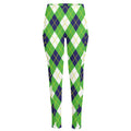 Green Navy And White Argyle Print High-Waisted Pocket Leggings