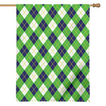 Green Navy And White Argyle Print House Flag