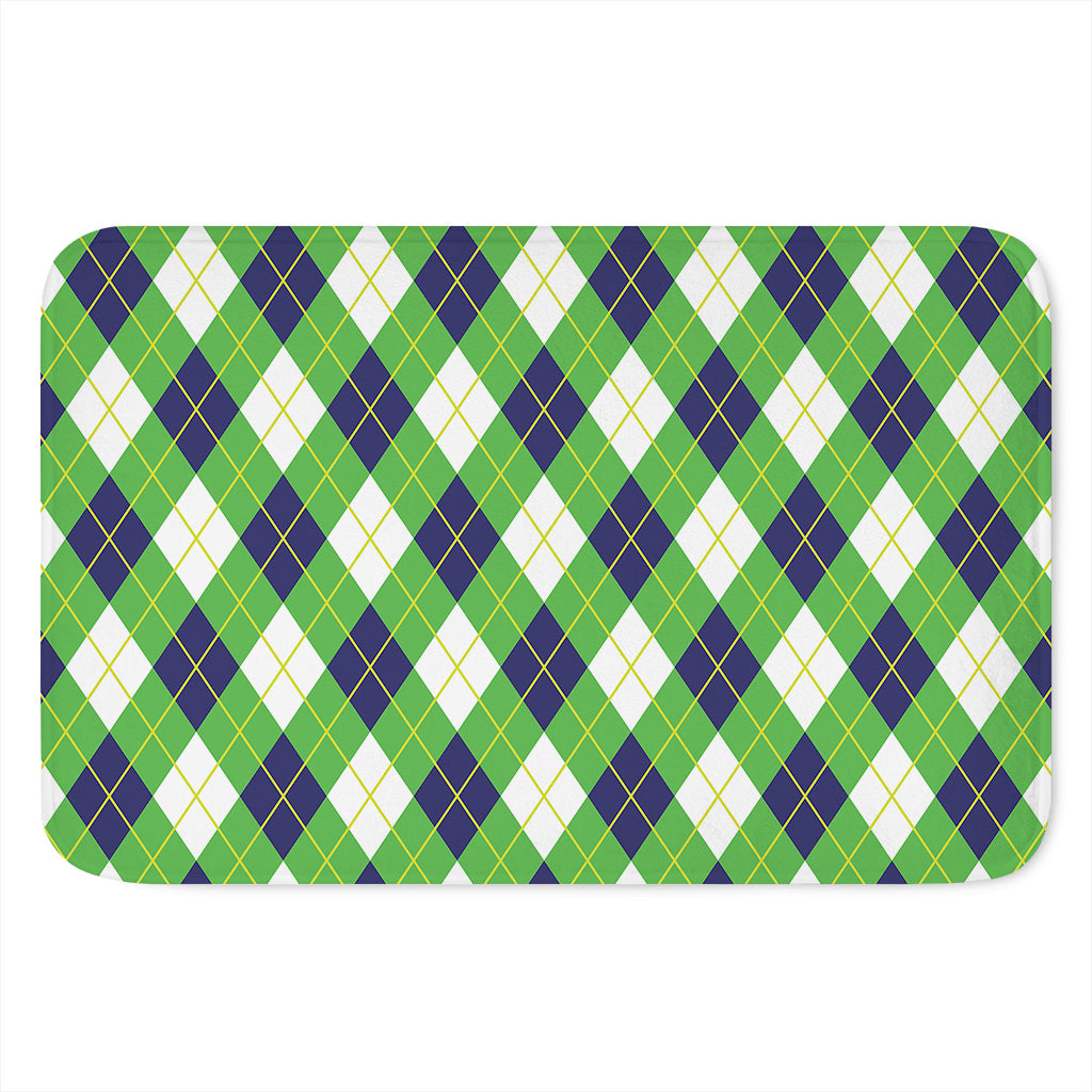 Green Navy And White Argyle Print Indoor Door Mat