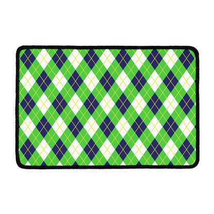 Green Navy And White Argyle Print Kitchen Mat