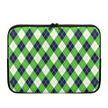 Green Navy And White Argyle Print Laptop Sleeve