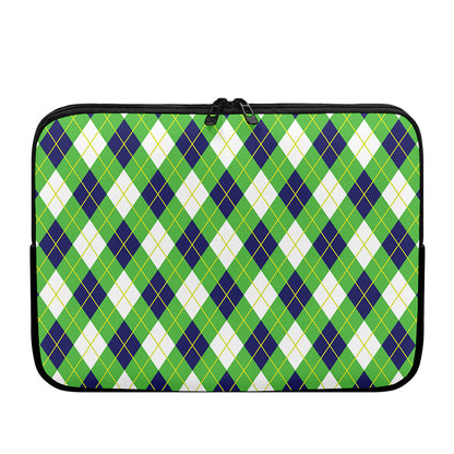 Green Navy And White Argyle Print Laptop Sleeve