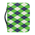 Green Navy And White Argyle Print Leather Bible Cover