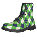 Green Navy And White Argyle Print Backpack