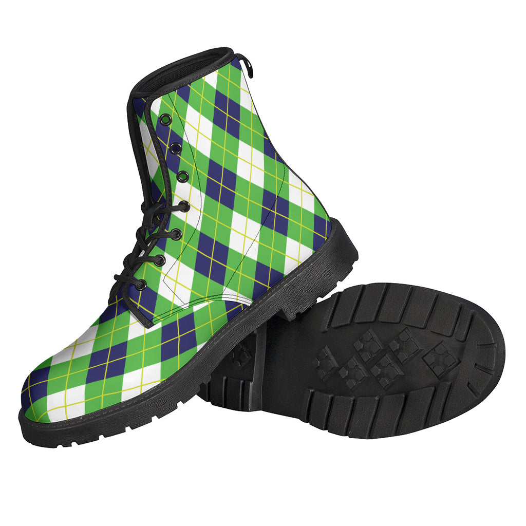 Green Navy And White Argyle Print Backpack