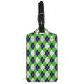 Green Navy And White Argyle Print Luggage Tag