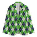 Green Navy And White Argyle Print Men's Blazer