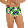 Green Navy And White Argyle Print Men's Briefs
