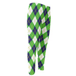 Green Navy And White Argyle Print Men's Compression Pants