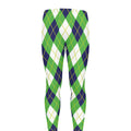 Green Navy And White Argyle Print Men's Leggings