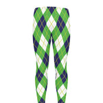 Green Navy And White Argyle Print Men's leggings