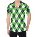 Green Navy And White Argyle Print Men's Shirt
