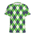 Green Navy And White Argyle Print Men's Athletic T-Shirt
