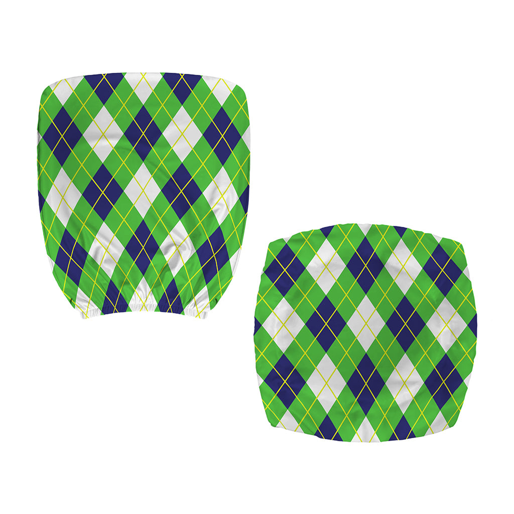 Green Navy And White Argyle Print Office Chair Cover