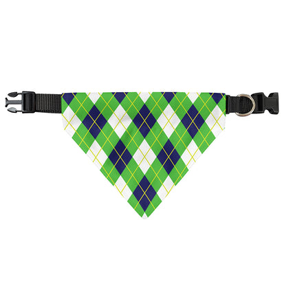 Green Navy And White Argyle Print Over The Collar Dog Bandana