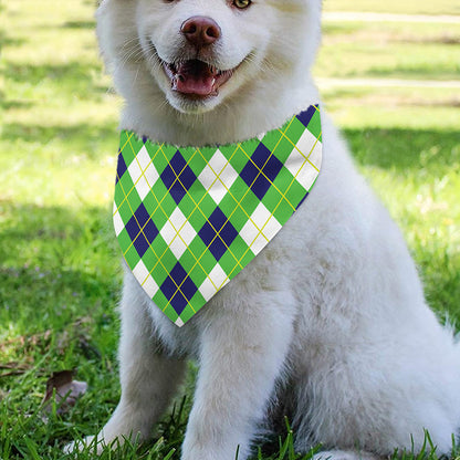 Green Navy And White Argyle Print Over The Collar Dog Bandana