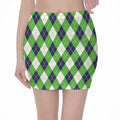 Green Navy And White Argyle Print Pencil Mini Skirt