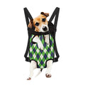 Green Navy And White Argyle Print Pet Carrier Backpack