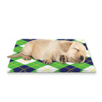 Green Navy And White Argyle Print Pet Cooling Mat Cover