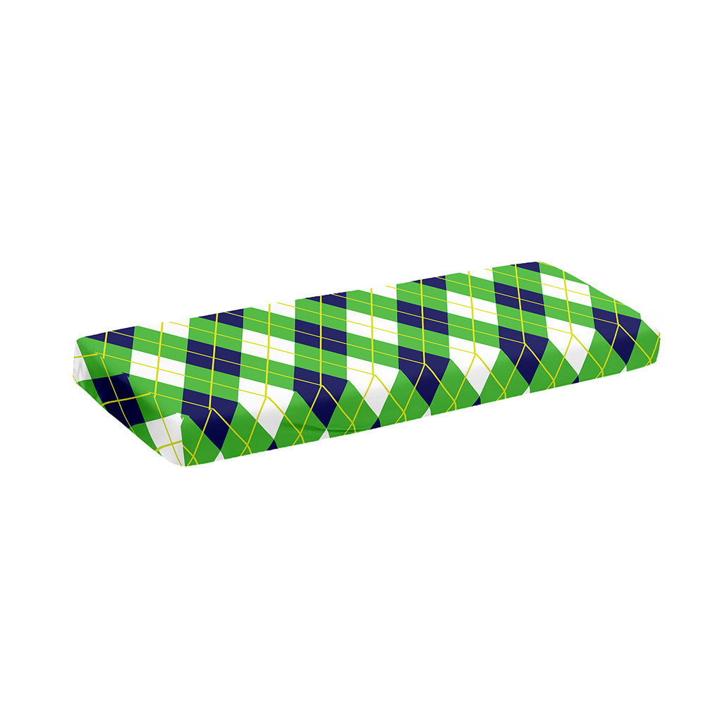 Green Navy And White Argyle Print Piano Keyboard Cover