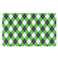 Green Navy And White Argyle Print Polyester Doormat