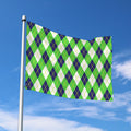 Green Navy And White Argyle Print Polyester Flag