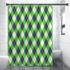 Green Navy And White Argyle Print Premium Shower Curtain