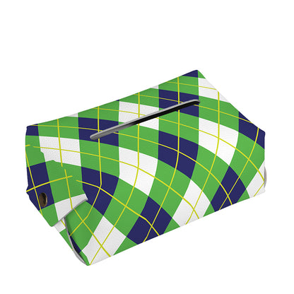 Green Navy And White Argyle Print Rectangle Tissue Box Cover