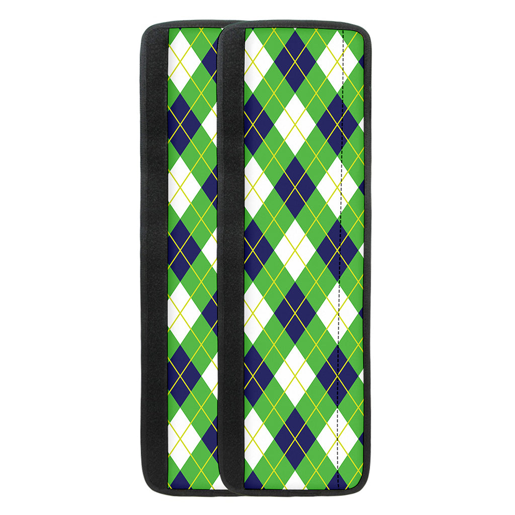 Green Navy And White Argyle Print Refrigerator Handle Covers