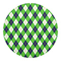 Green Navy And White Argyle Print Round Blanket