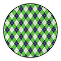 Green Navy And White Argyle Print Round Floor Mat