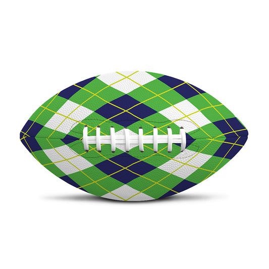 Green Navy And White Argyle Print Rugby Ball