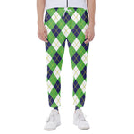 Green Navy And White Argyle Print Scuba Joggers