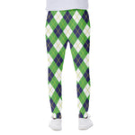 Green Navy And White Argyle Print Scuba Joggers