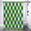 Green Navy And White Argyle Print Shower Curtain