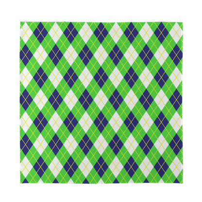 Green Navy And White Argyle Print Silk Bandana