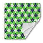 Green Navy And White Argyle Print Silk Bandana