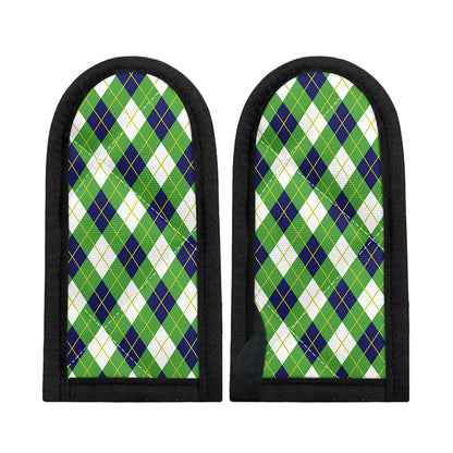 Green Navy And White Argyle Print Skillet Handle Cover