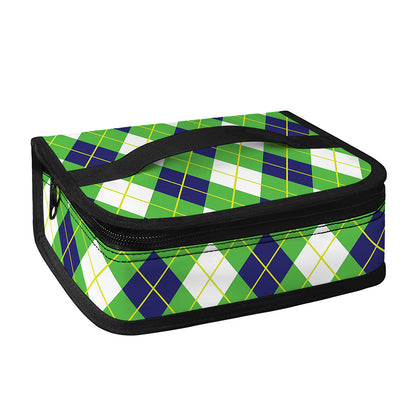 Green Navy And White Argyle Print Small Lunch Bag