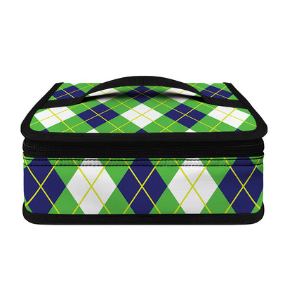 Green Navy And White Argyle Print Small Lunch Bag