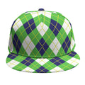 Green Navy And White Argyle Print Snapback Cap