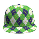 Green Navy And White Argyle Print Snapback Cap
