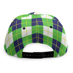 Green Navy And White Argyle Print Snapback Cap