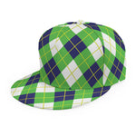 Green Navy And White Argyle Print Snapback Cap