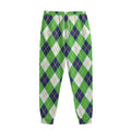 Green Navy And White Argyle Print Sweatpants
