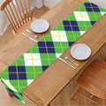 Green Navy And White Argyle Print Table Runner