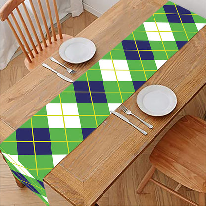 Green Navy And White Argyle Print Table Runner