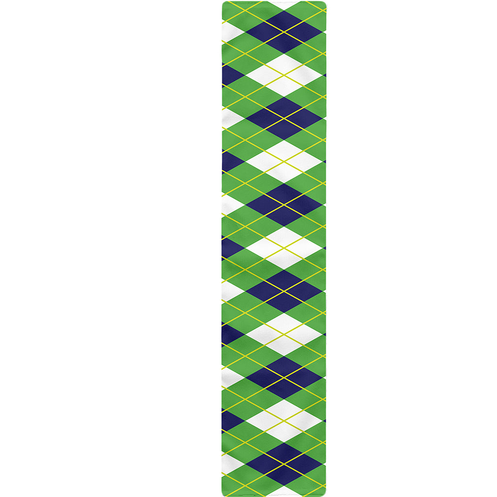 Green Navy And White Argyle Print Table Runner