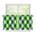 Green Navy And White Argyle Print Tier Curtains