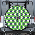 Green Navy And White Argyle Print Tire Cover With Camera Hole